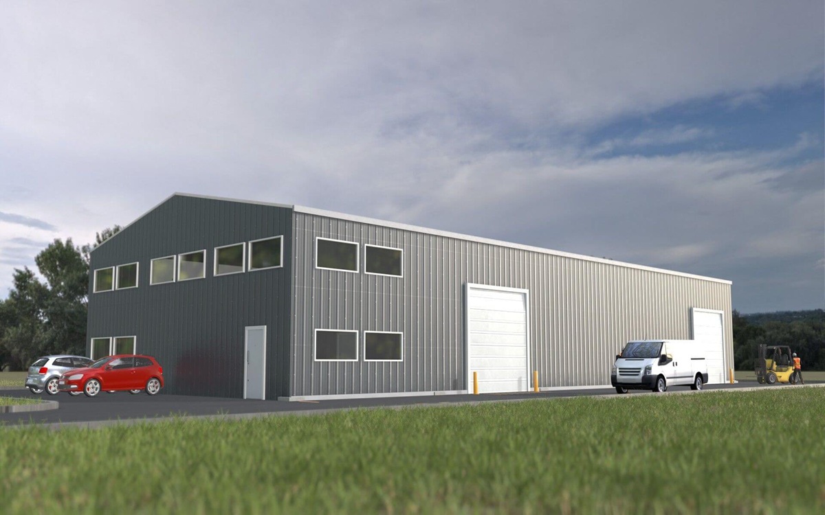 rendu 3D bâtiment industriel